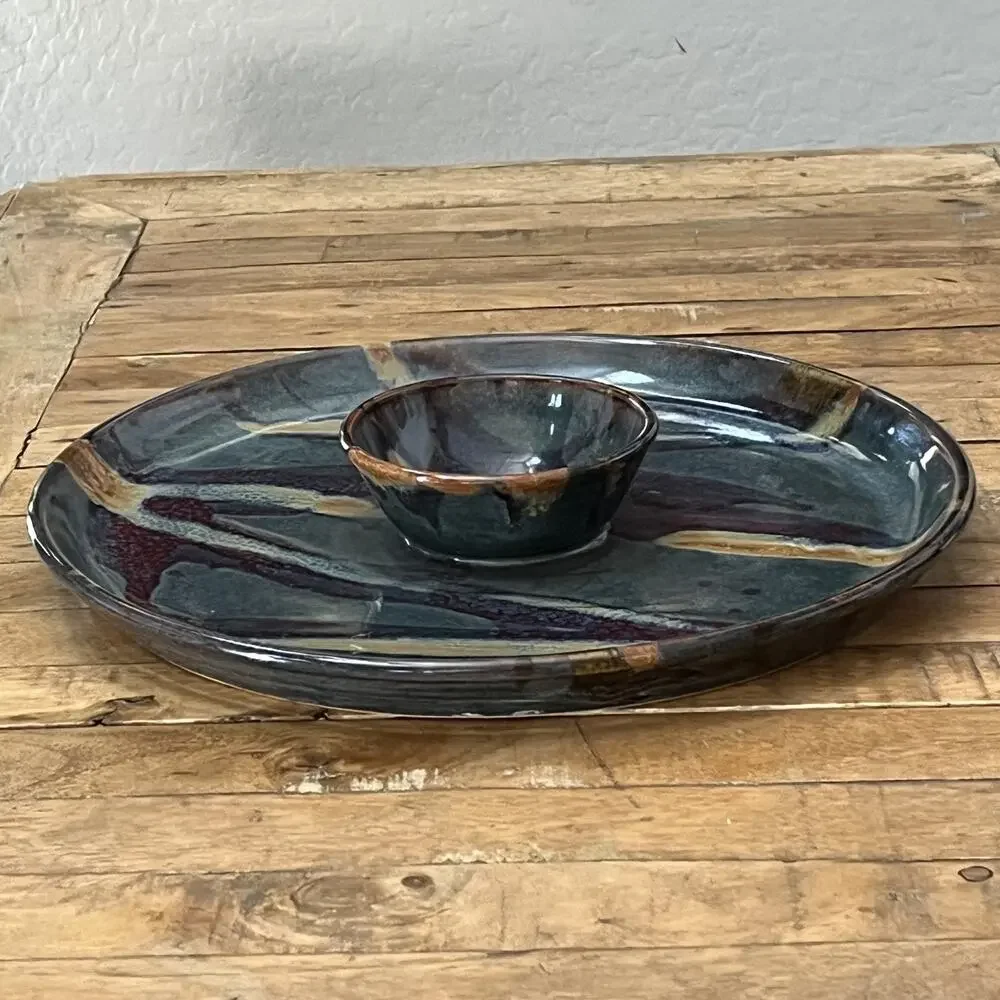 Art Studio Pottery Fairhaven Ceramic Chip Dip Platter 13